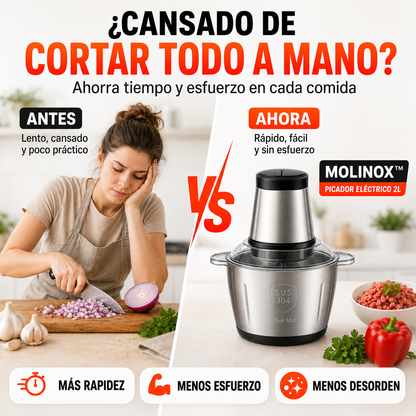 MOLINOX™ Picador Eléctrico 2L — Pica, Mezcla y Tritura en Segundos
