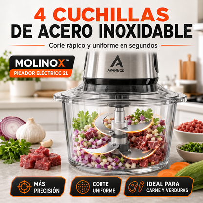 MOLINOX™ Picador Eléctrico 2L — Pica, Mezcla y Tritura en Segundos
