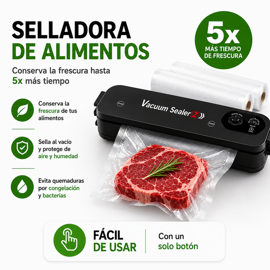CONSERVA TUS ALIMENTOS 5X MÁS TIEMPO + ENVÍO GRATIS + PAGO AL RECIBIR🔥