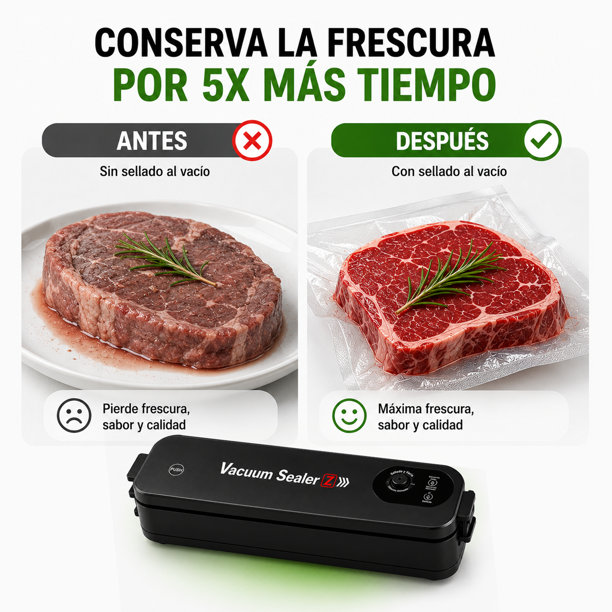 CONSERVA TUS ALIMENTOS 5X MÁS TIEMPO + ENVÍO GRATIS + PAGO AL RECIBIR🔥